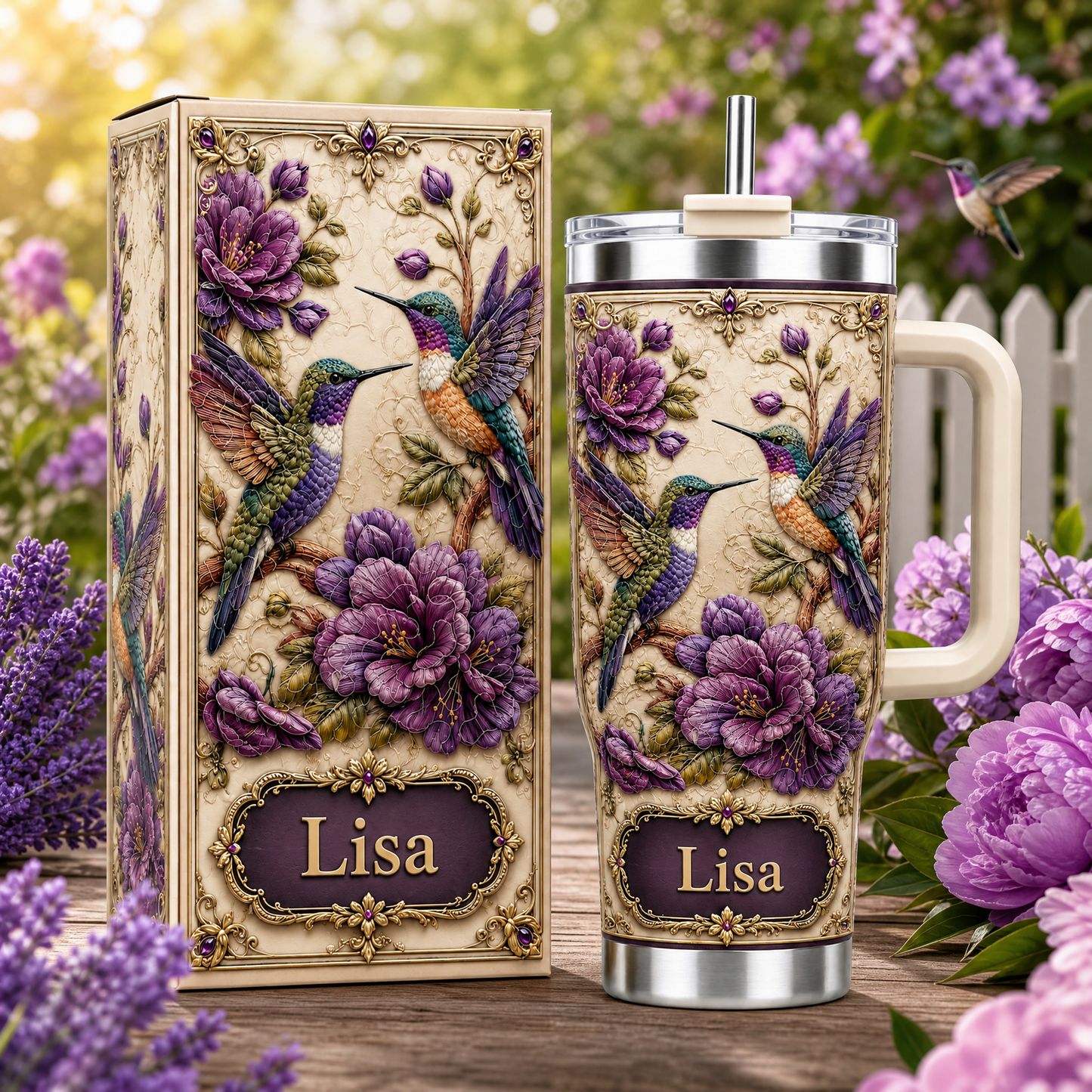 🐦 Personalized Hummingbird Tumbler with Gift Box 🌸