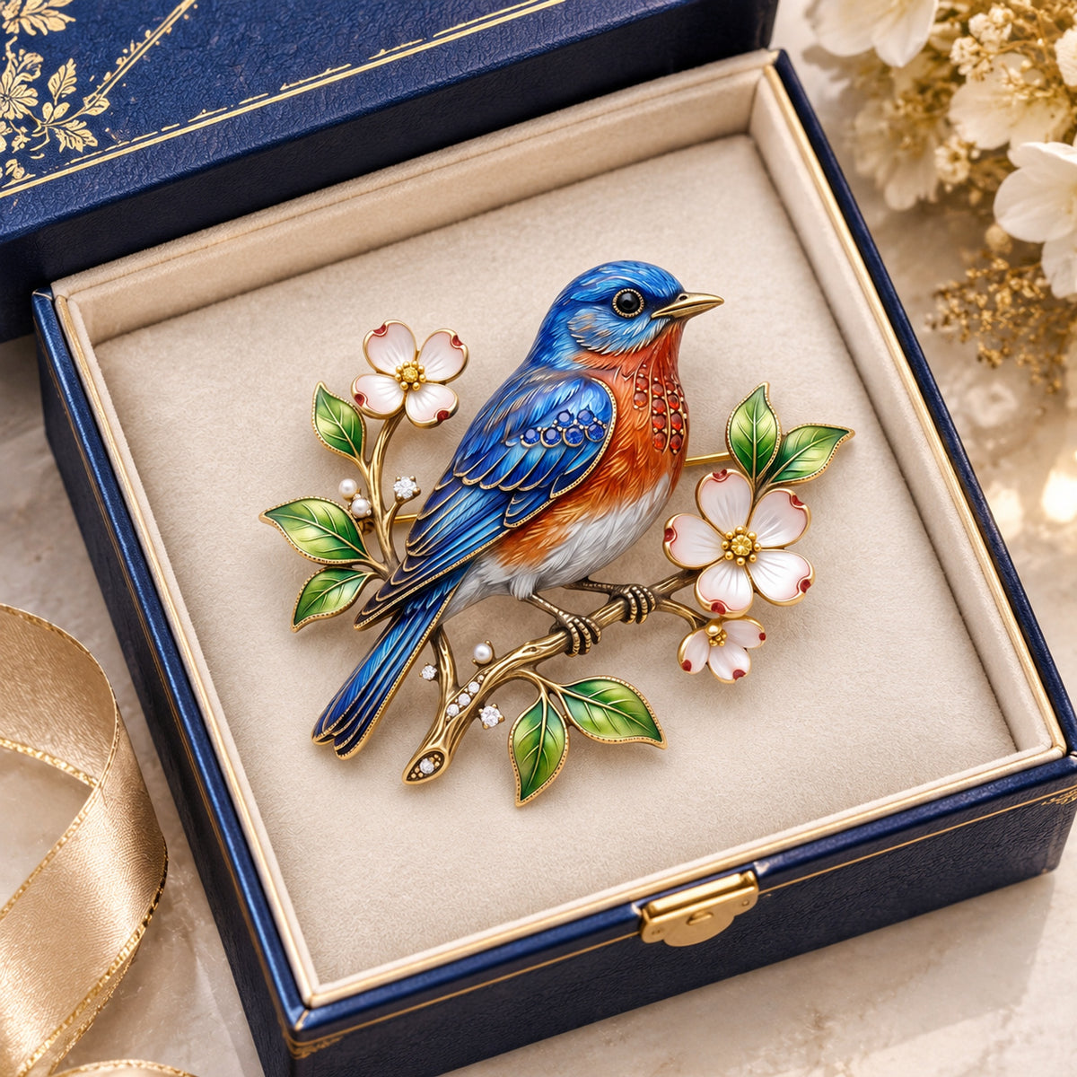 Bluebird Enamel Brooch | Bluebirds Appear When Happy Memories Are Near, Sentimental Comfort Gift