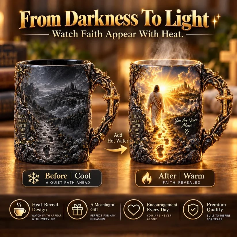 π₯ Last Day 49% OFF - π₯βοΈ Jesus Walks With MeTM β Heat-Reveal Faith Mug | You Are Never Alone (π¦Buy 2 Free Shipping)