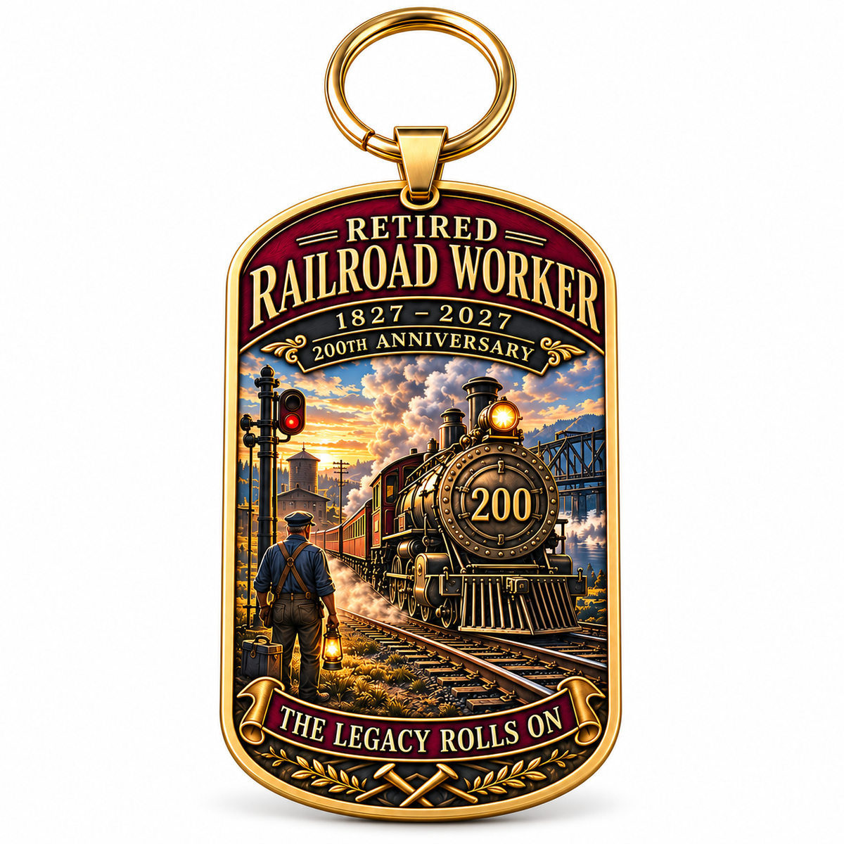 ๐1827โ2027 Retired Railroad Worker 200th Anniversary Commemorative Keychain โ The Legacy Lives On