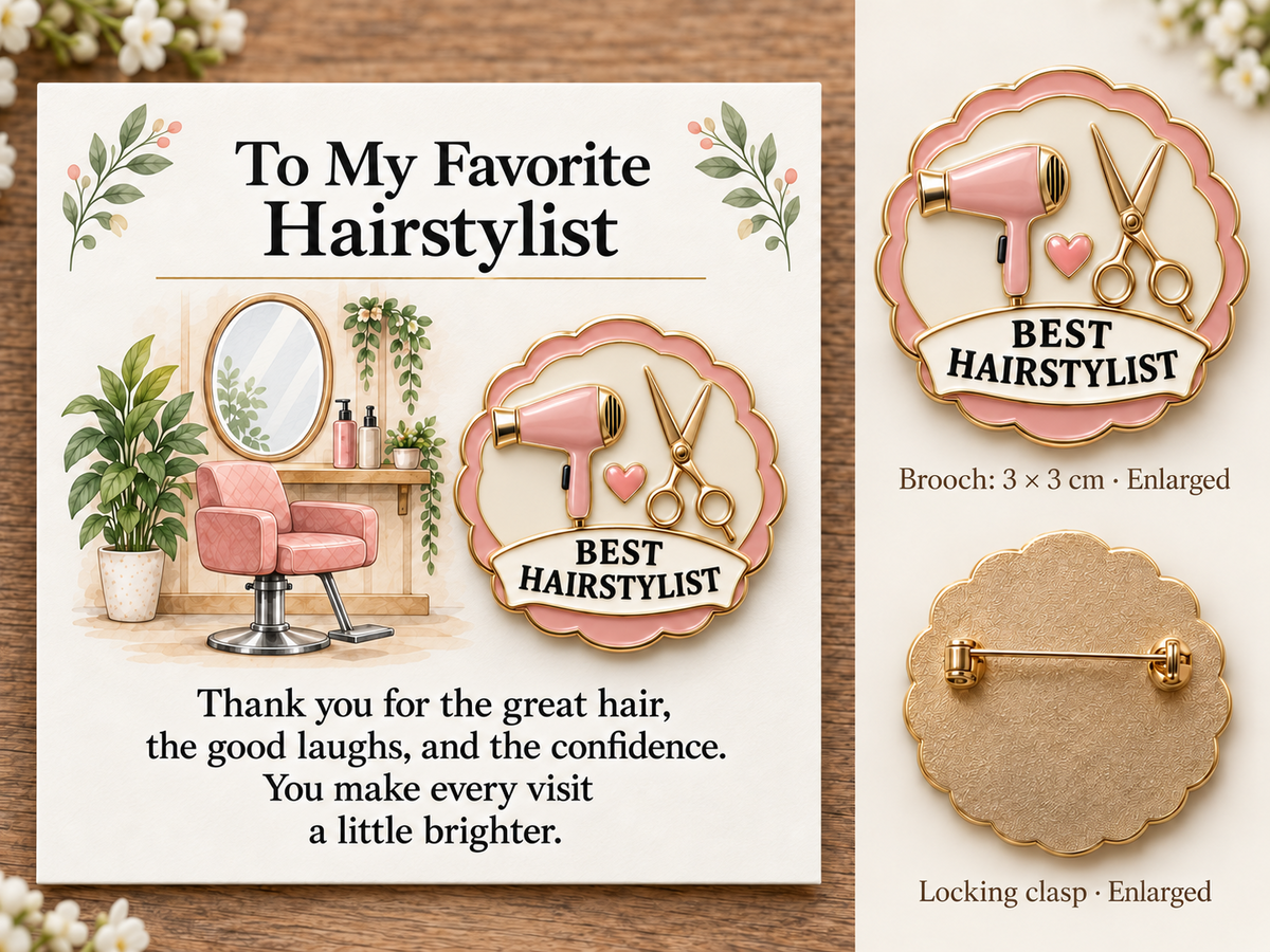 To My Favorite Hairstylist - Premium Enamel Pin & Appreciation Card Set โ๏ธ๐