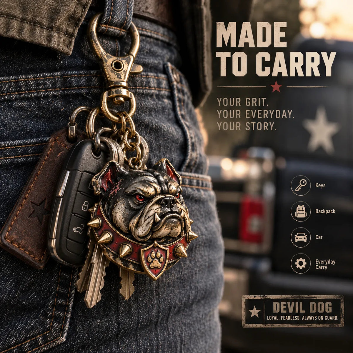 🔥LAST DAY 50% OFF - 🐶 Devil Dog Guardian Metal Keepsake Keychain
