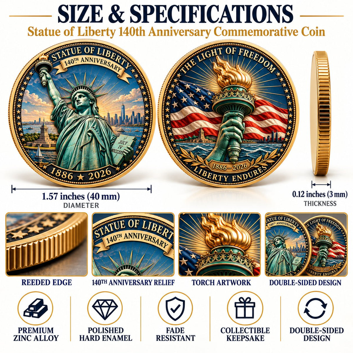โณ Last Day 50% OFF โ ๐ฝ Statue of Liberty 140th Anniversary Commemorative Coin | 1886โ2026 American Heritage Keepsake ๐บ๐ธ