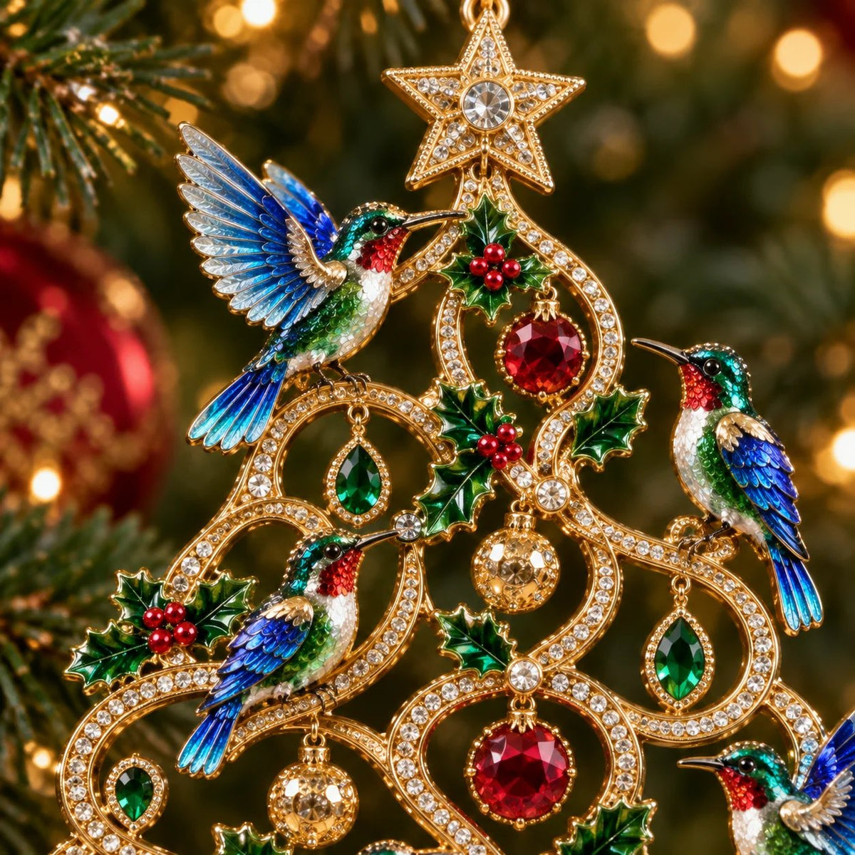 Jeweled Songbird Christmas Tree Ornament Collection β 4 Collectible Crystal-Style Designs