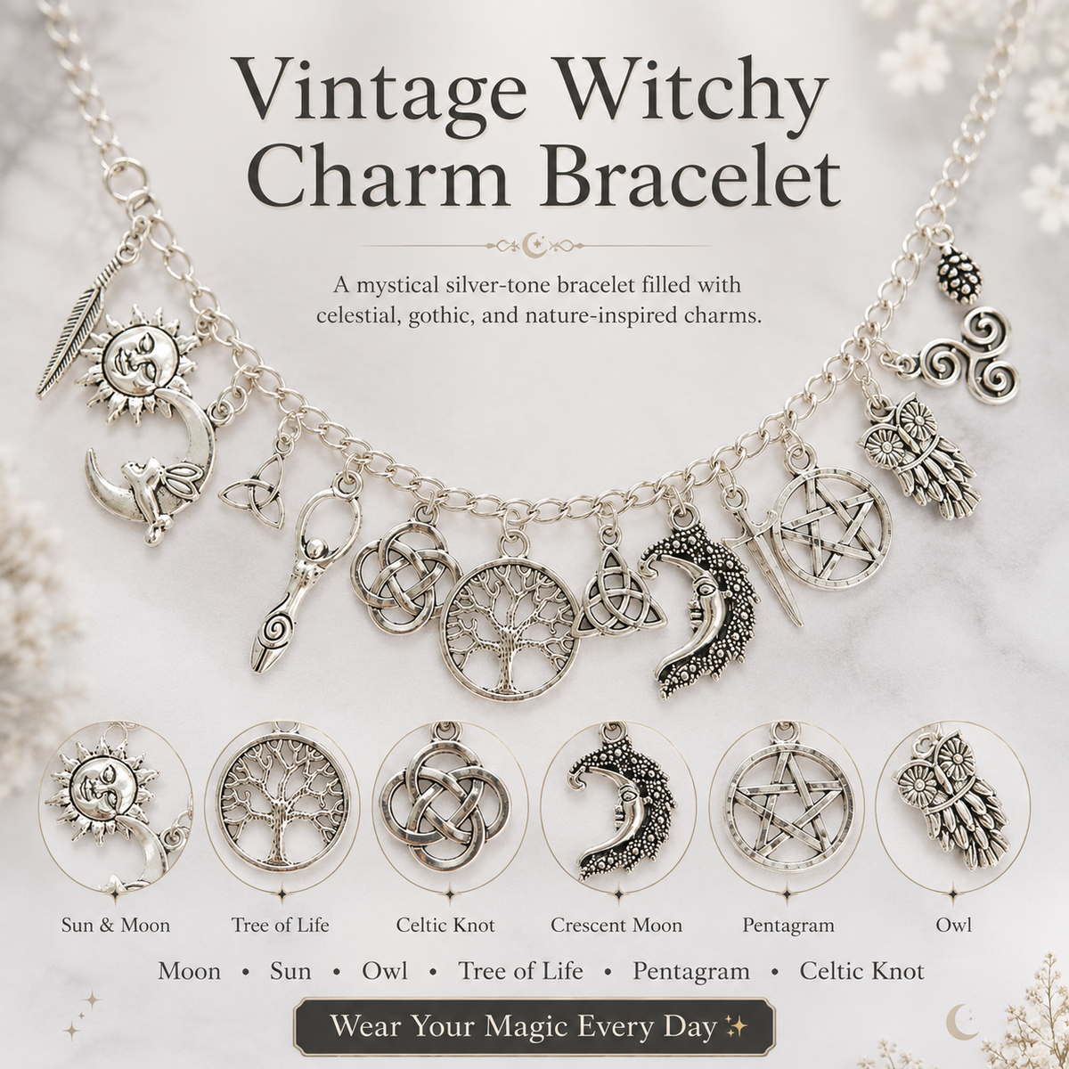 🔥Last Day 50% OFF🌙Vintage Witchy Charm Bracelet