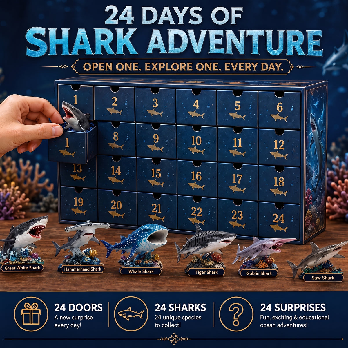 π₯50% Off Today Only-π¦ 2026 Shark World Advent Calendar