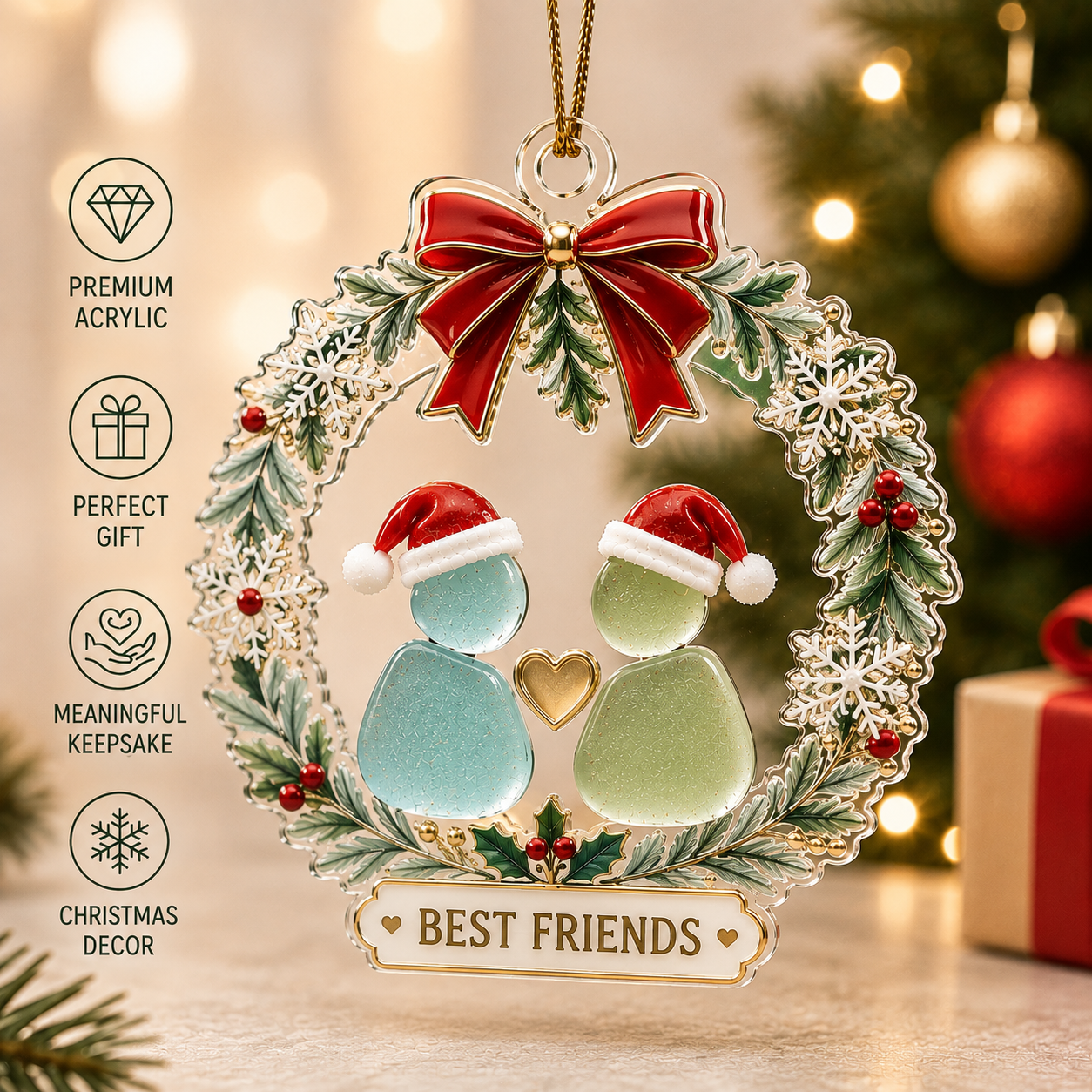 ๐ Best Friends Christmas Wreath Ornament