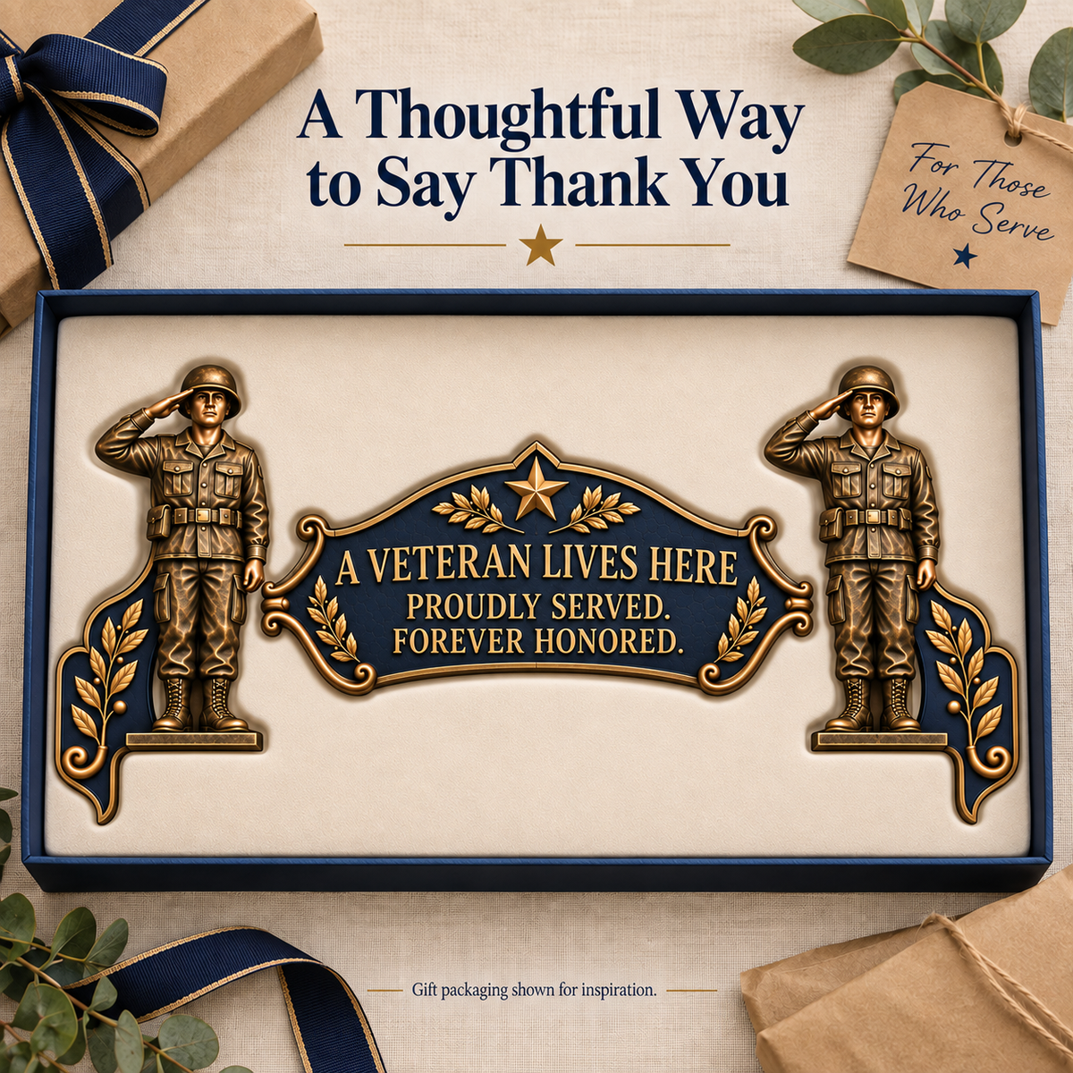 "A Veteran Lives Here" - Proudly Served 3-Piece Door Frame Decor Set 🇺🇸 | Honor Their Service Everyday