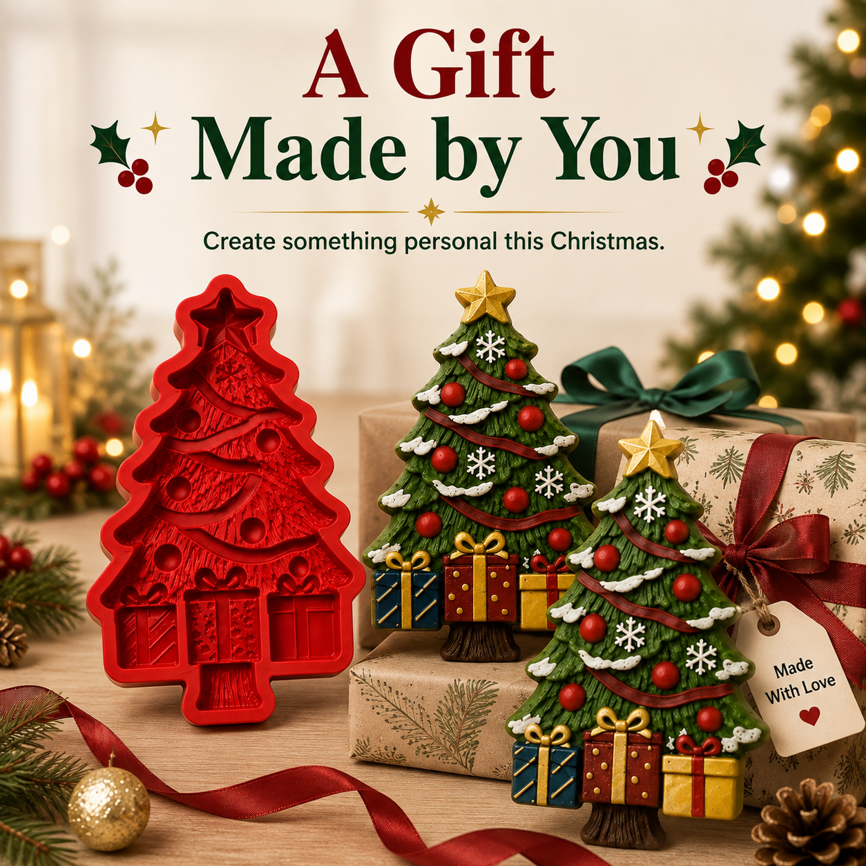๐ 3D Embossed Christmas Tree Reusable Casting Mold & DIY Craft โจ