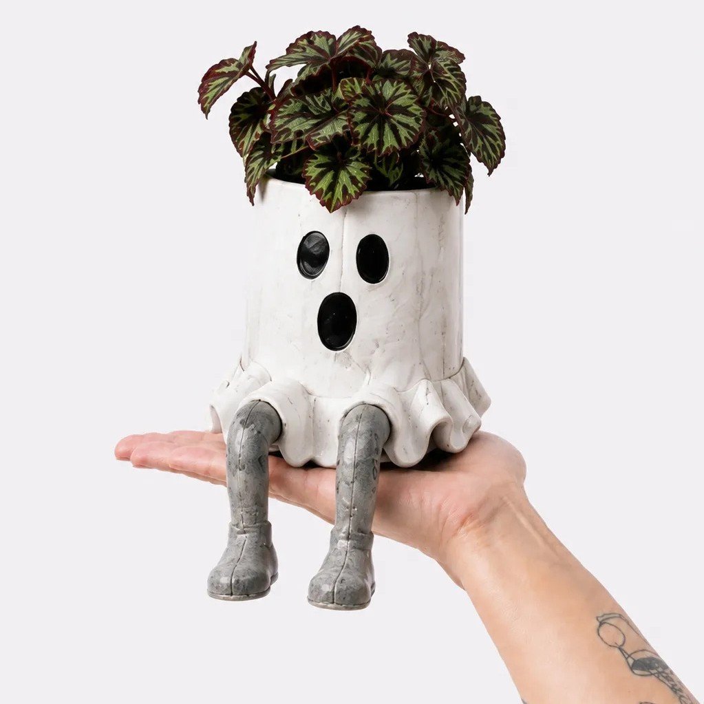 💀🎃Halloween Whimsical Hanging Leg Planter Hand-Painted Resin Succulent Pot💐