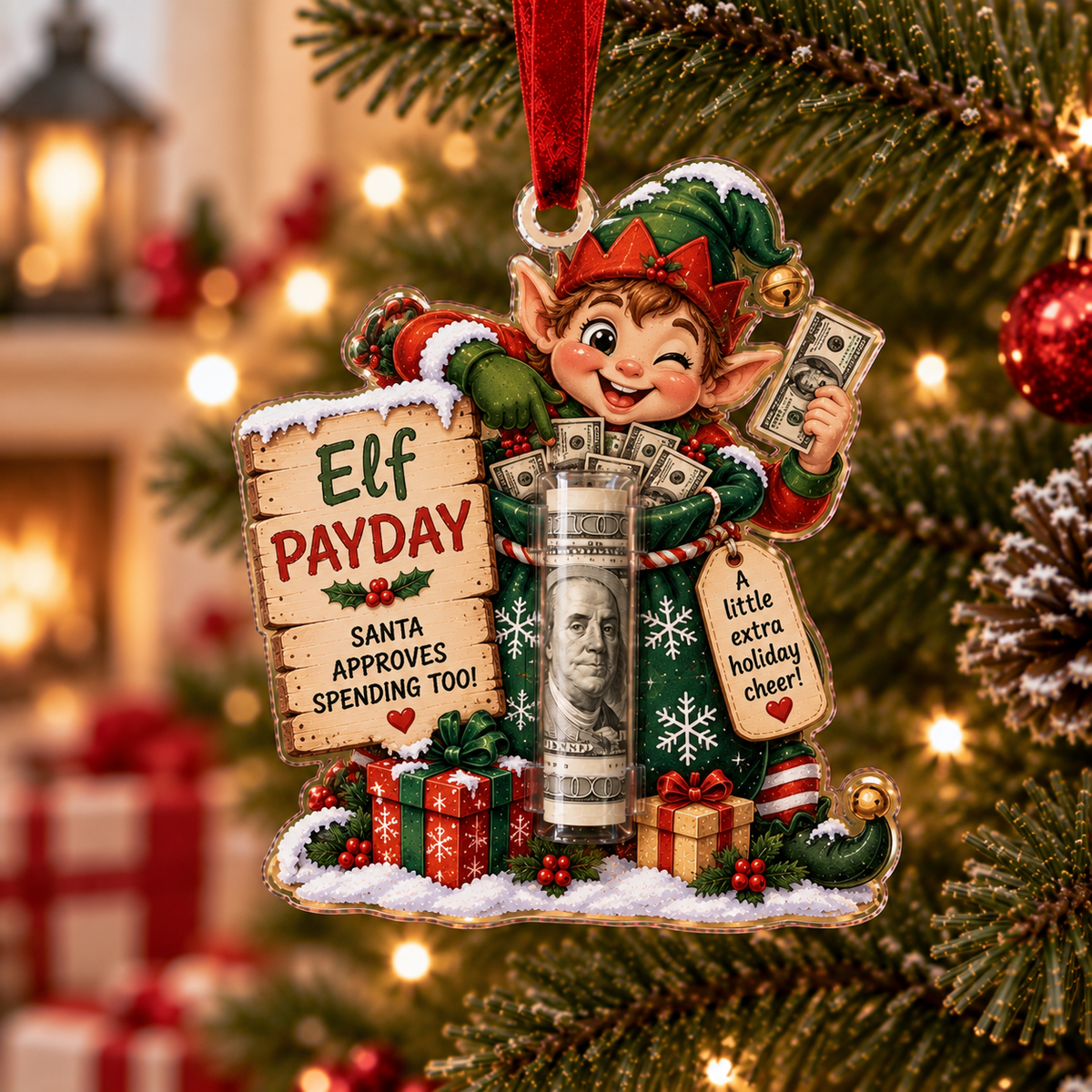 ๐ Christmas Cash Holder Ornament โ Because Cash Always Fits!