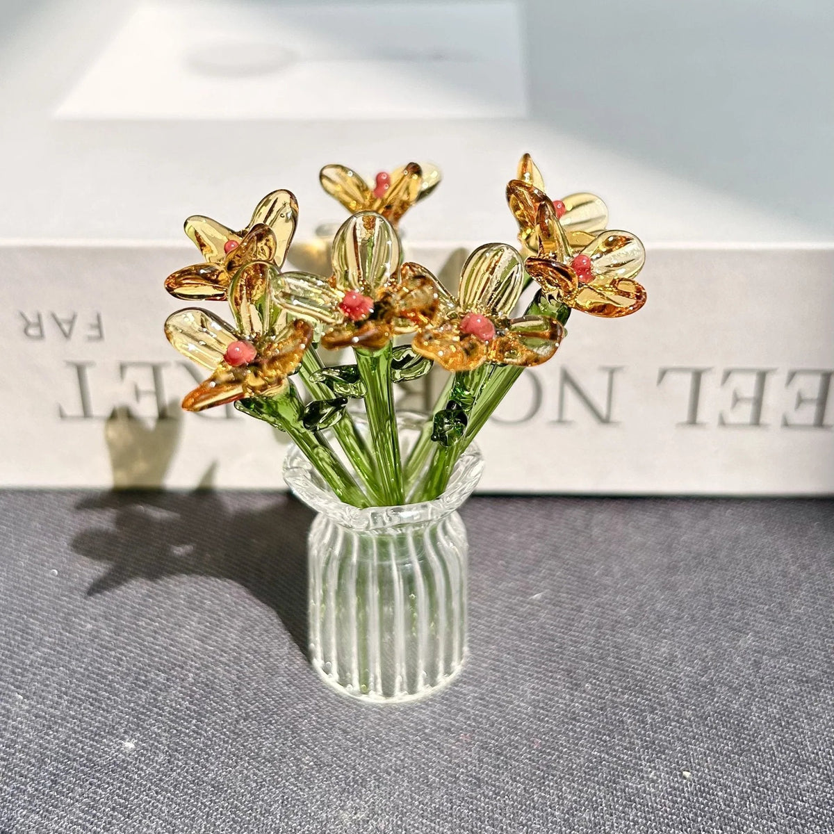 🎁Mini Glass Flower Ornament Crafts Artificial Flower Floral Figurine