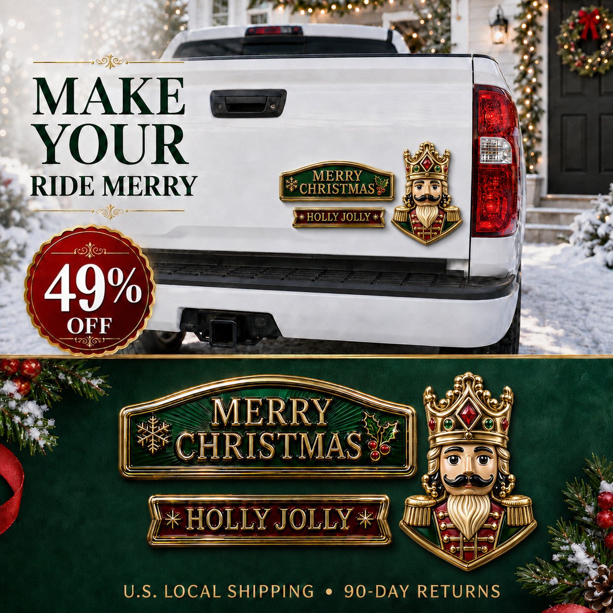 ๐ฅ 3-Piece Christmas Car Emblem Metal Badge Set โ Multiple Festive Character Styles Available