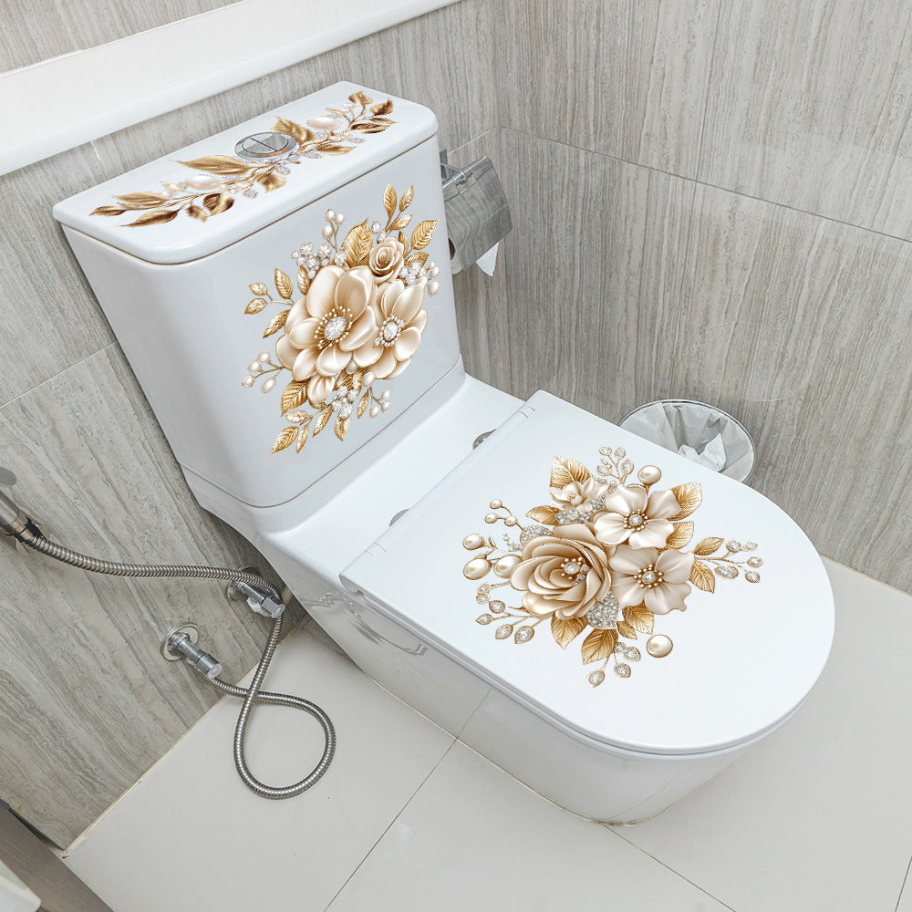 Last Day 50% OFF-Only$12.99๐3-Piece Floral Bathroom Toilet Sticker Set โ Decorative Peel & Stick Decals