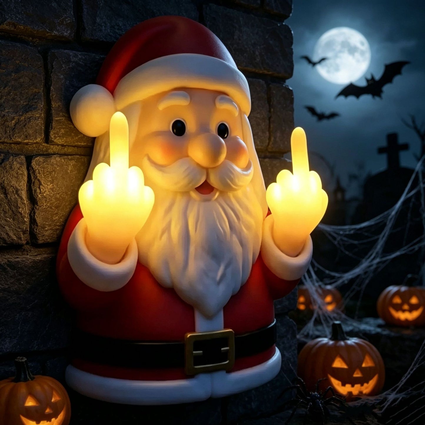 ๐
Mischievous Light-Up Middle Finger Santa Christmas Decor