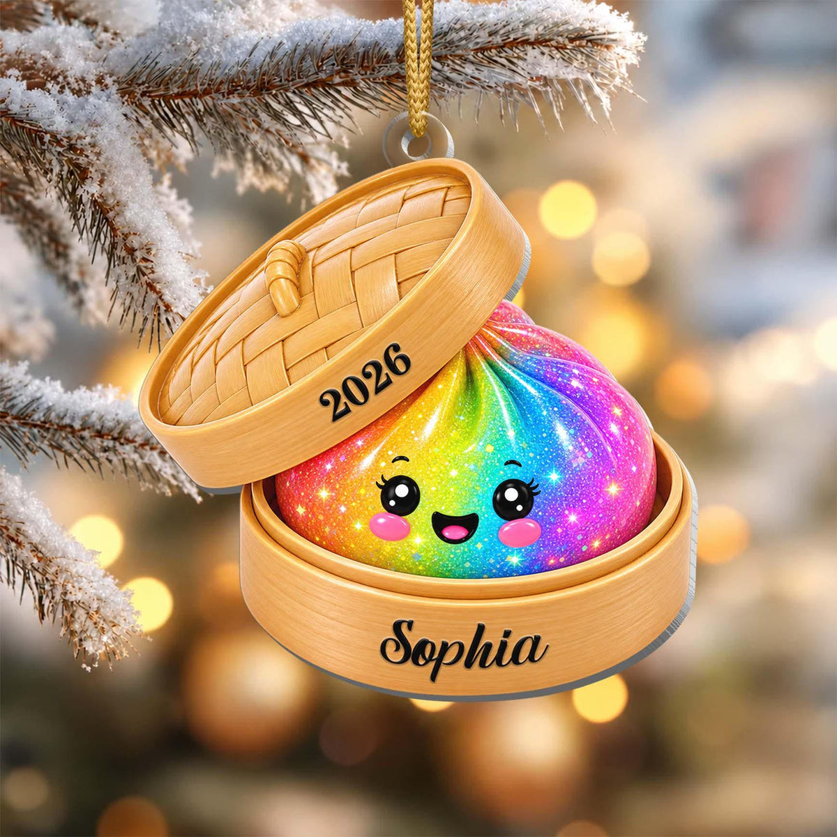 Personalized Glitter Dumpling Ornament