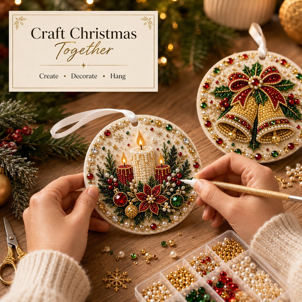 🔥Last Day 50% OFF-🌲✨ DIY Pearl & Gem Christmas Ornament Collection