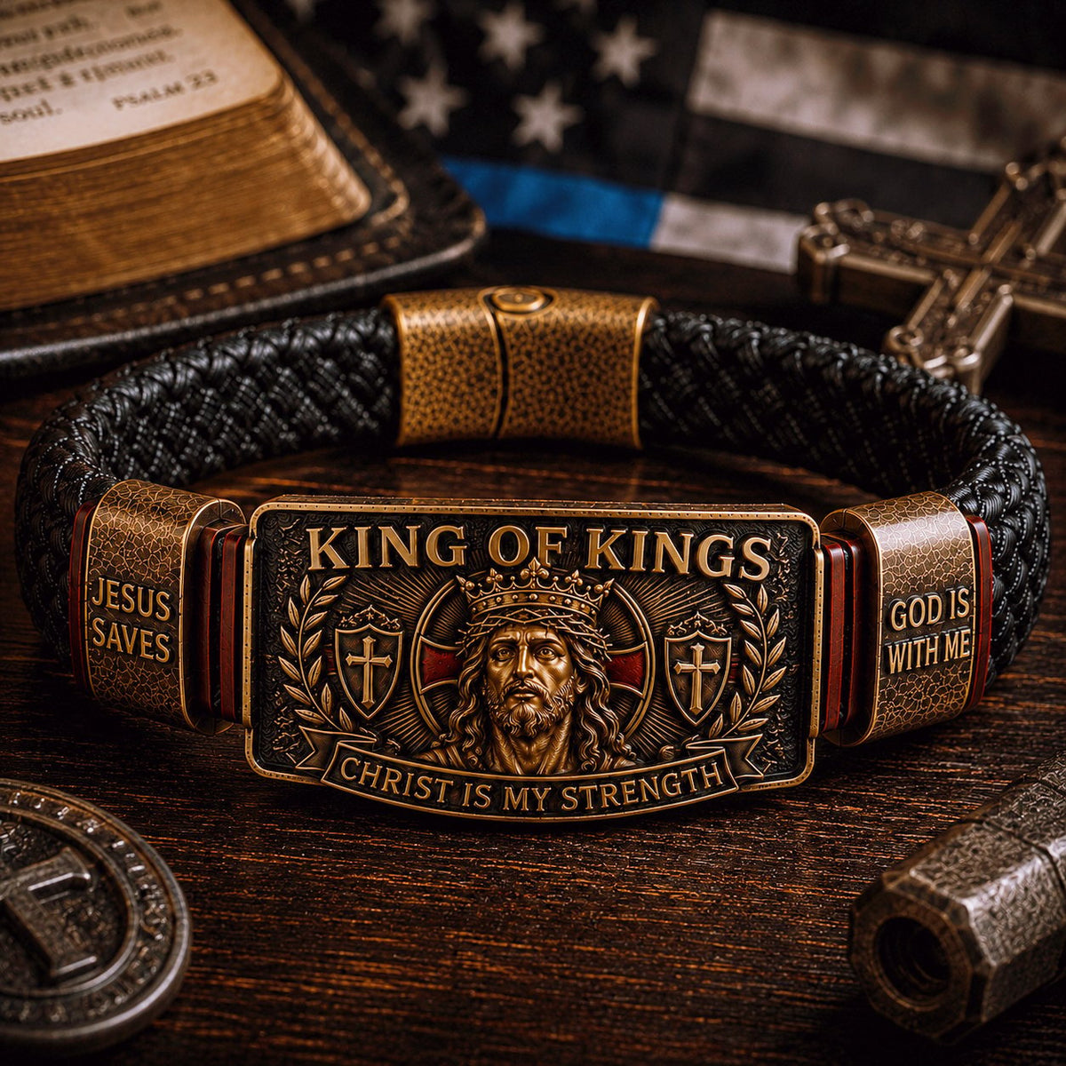 ✝️King of Kings Faith Bracelet – Adjustable Christian Wristband Gift