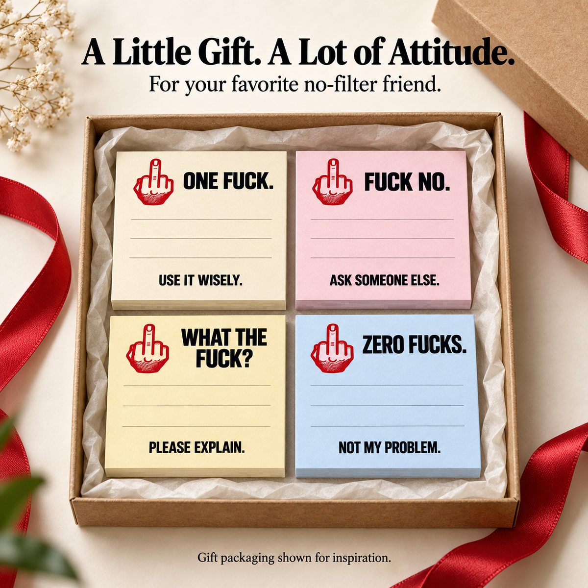 The "Honest Mood" Sticky Note Bundle (4-Pack) 🖕 | Hilarious Office Gag Gift