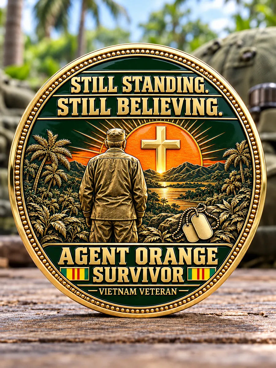 Vietnam Veteran Agent Orange Survivor Commemorative Medallion β God Said Not Yet, Still Standing in Faith