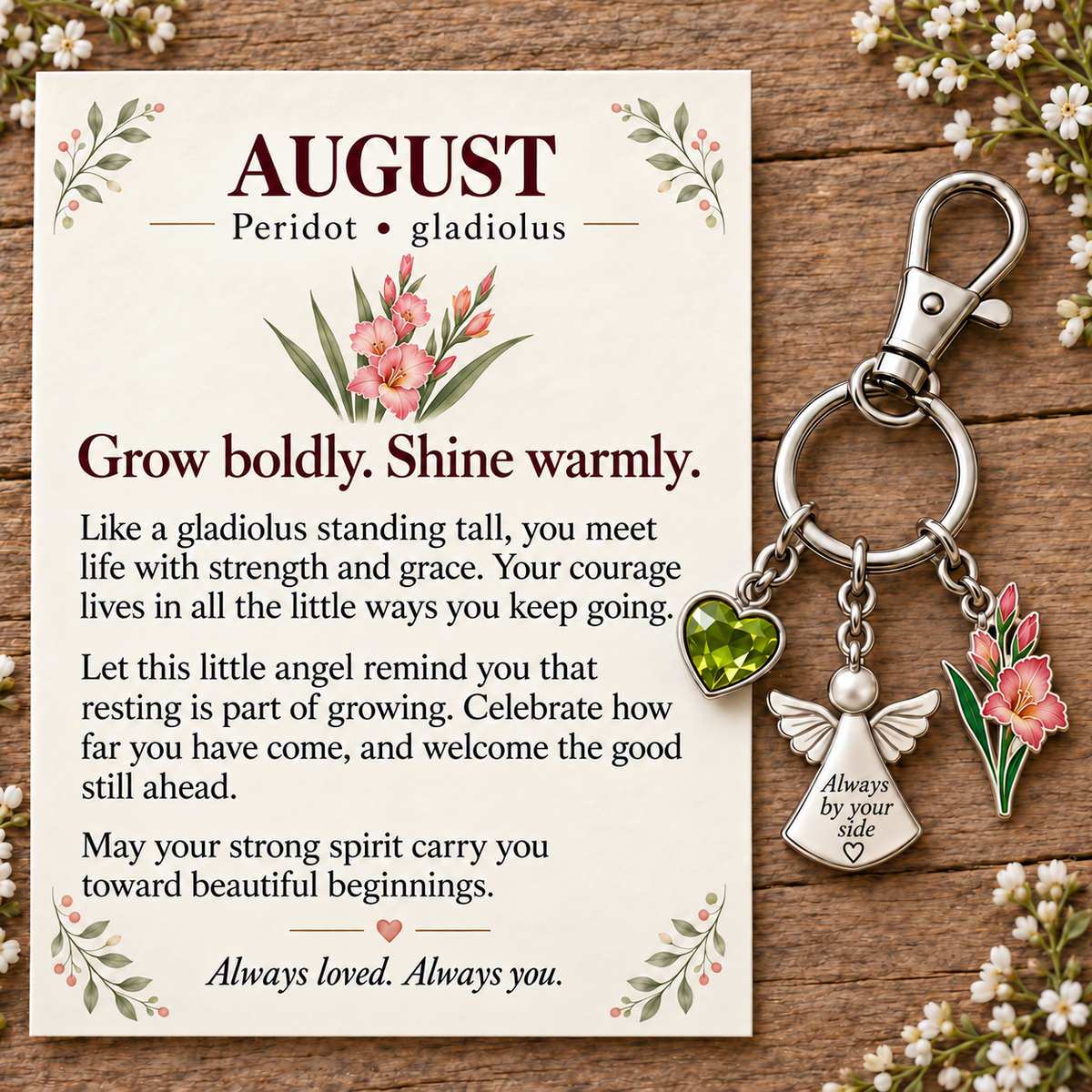 β³ Last Day 50% OFF βπΌ Always By Your Side: Birth Month Angel & Flower Keychain + Keepsake Card πΈ