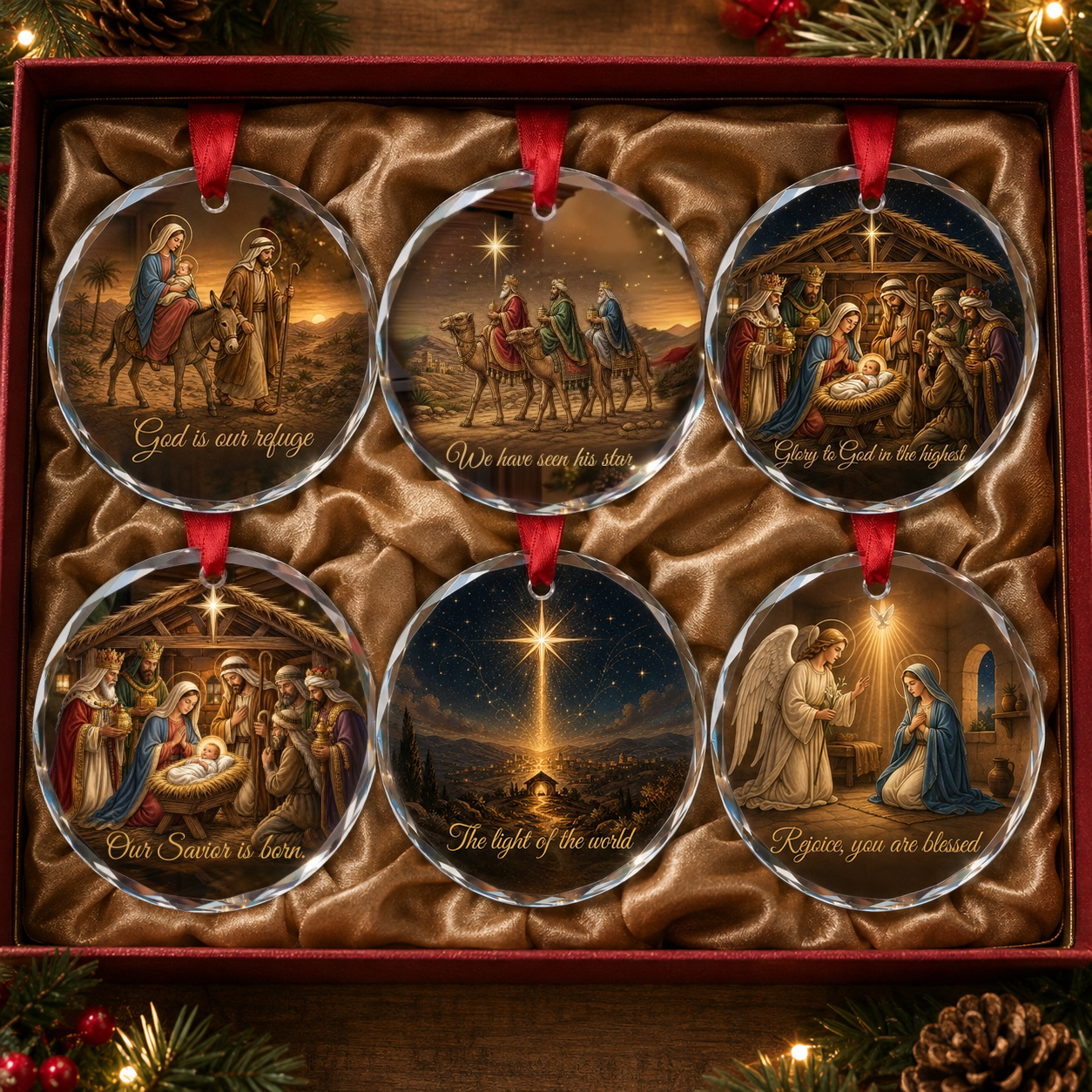 Jesus Nativity Story Christmas Ornament Set – 6 Collectible Pieces That Tell the Story of Christmas