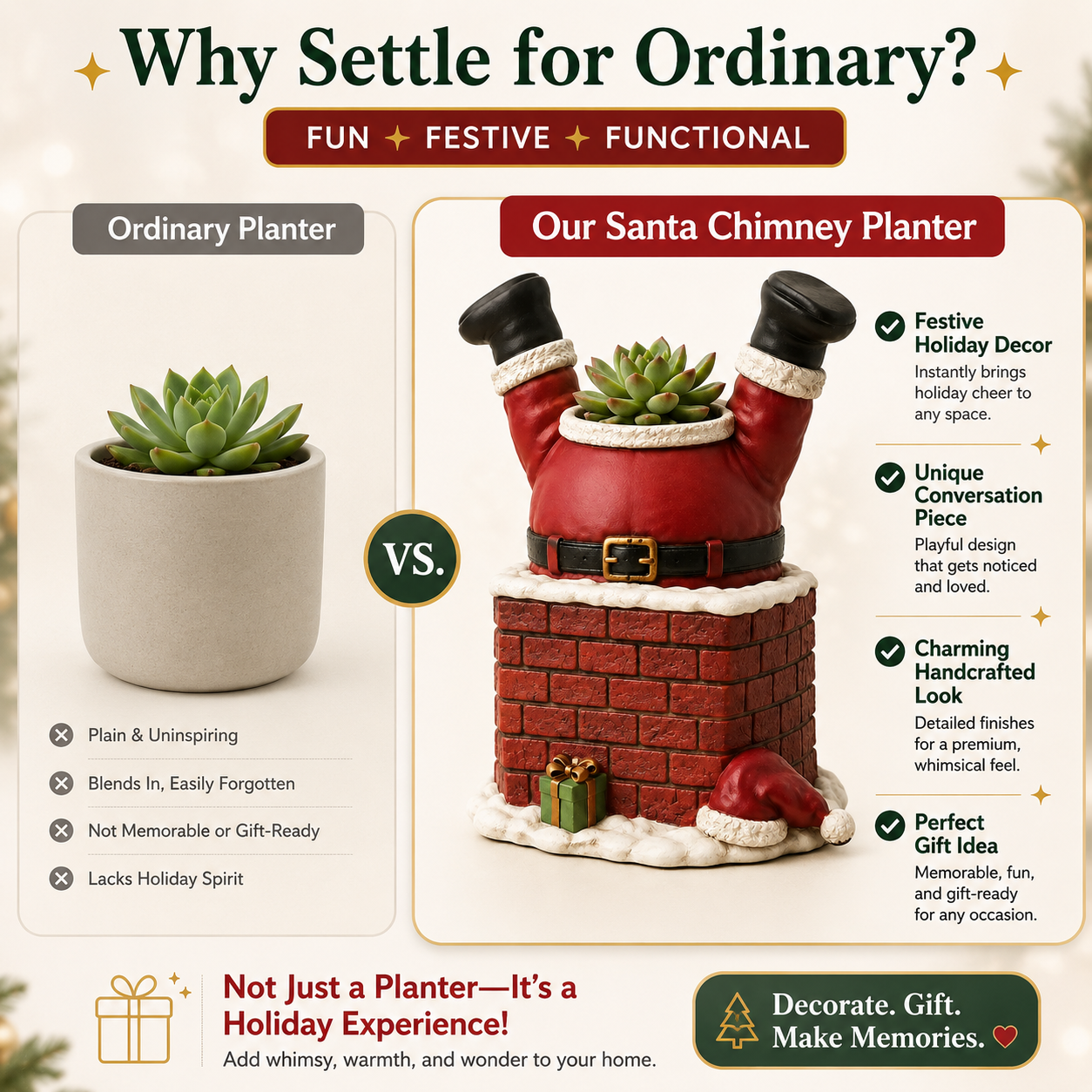 Santa Stuck in the Chimney Succulent Planter 🎅🌵