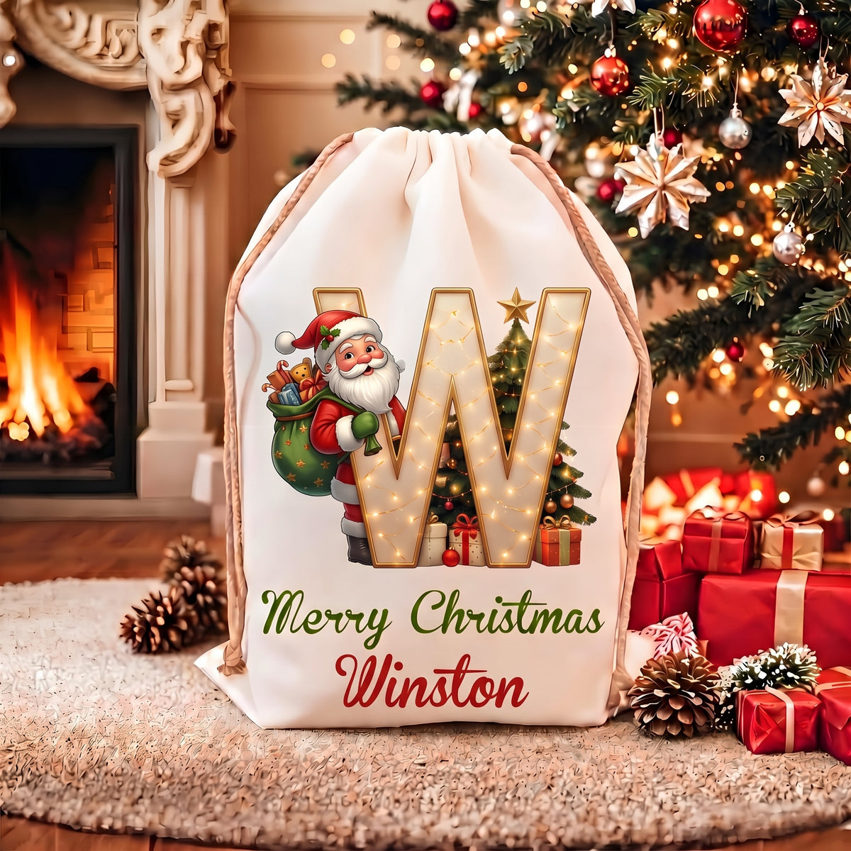 Personalized Christmas Initial Santa Sack