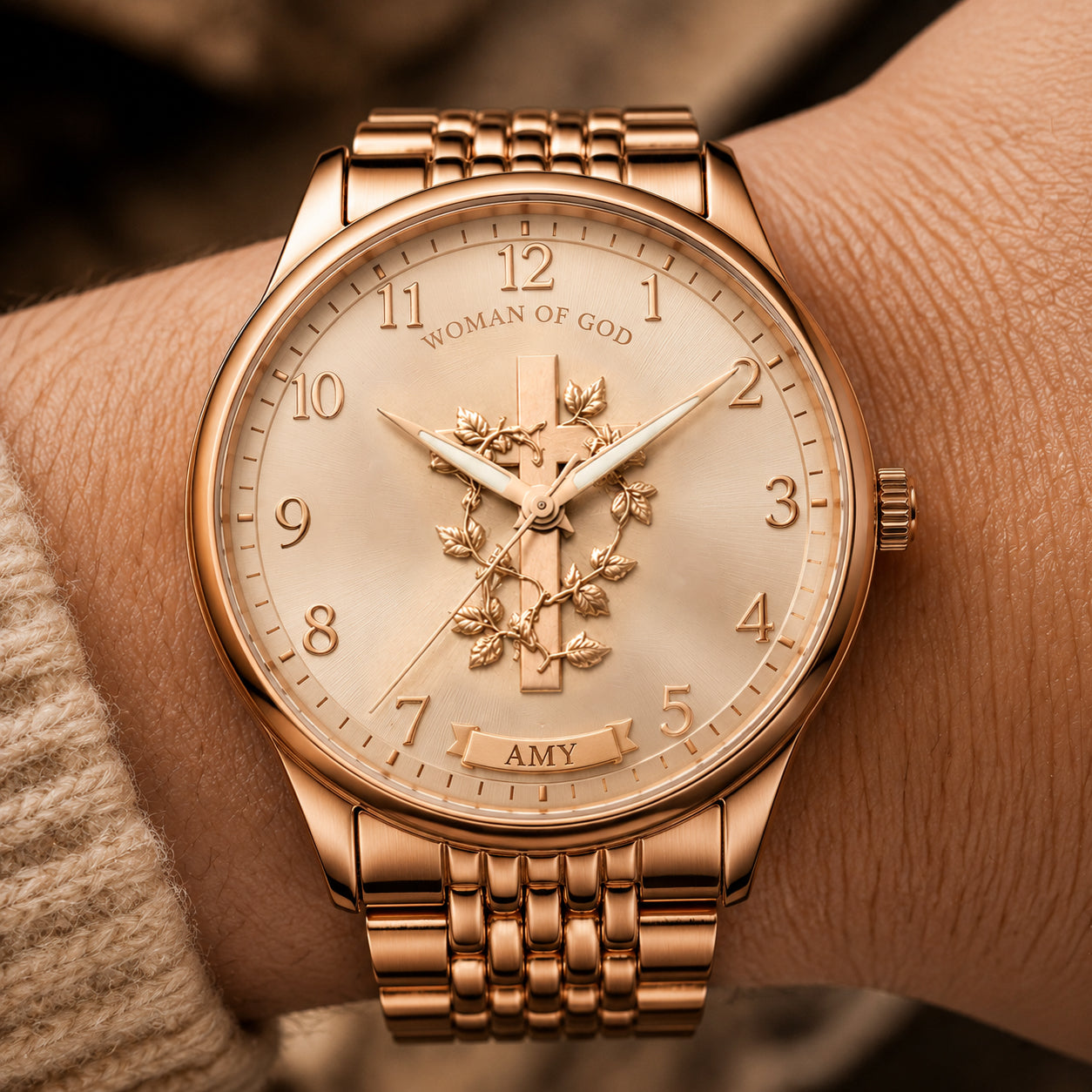 "Woman of God" Personalized Rose Gold Watch - Custom Name Faith Gift for Her(Free Shipping)