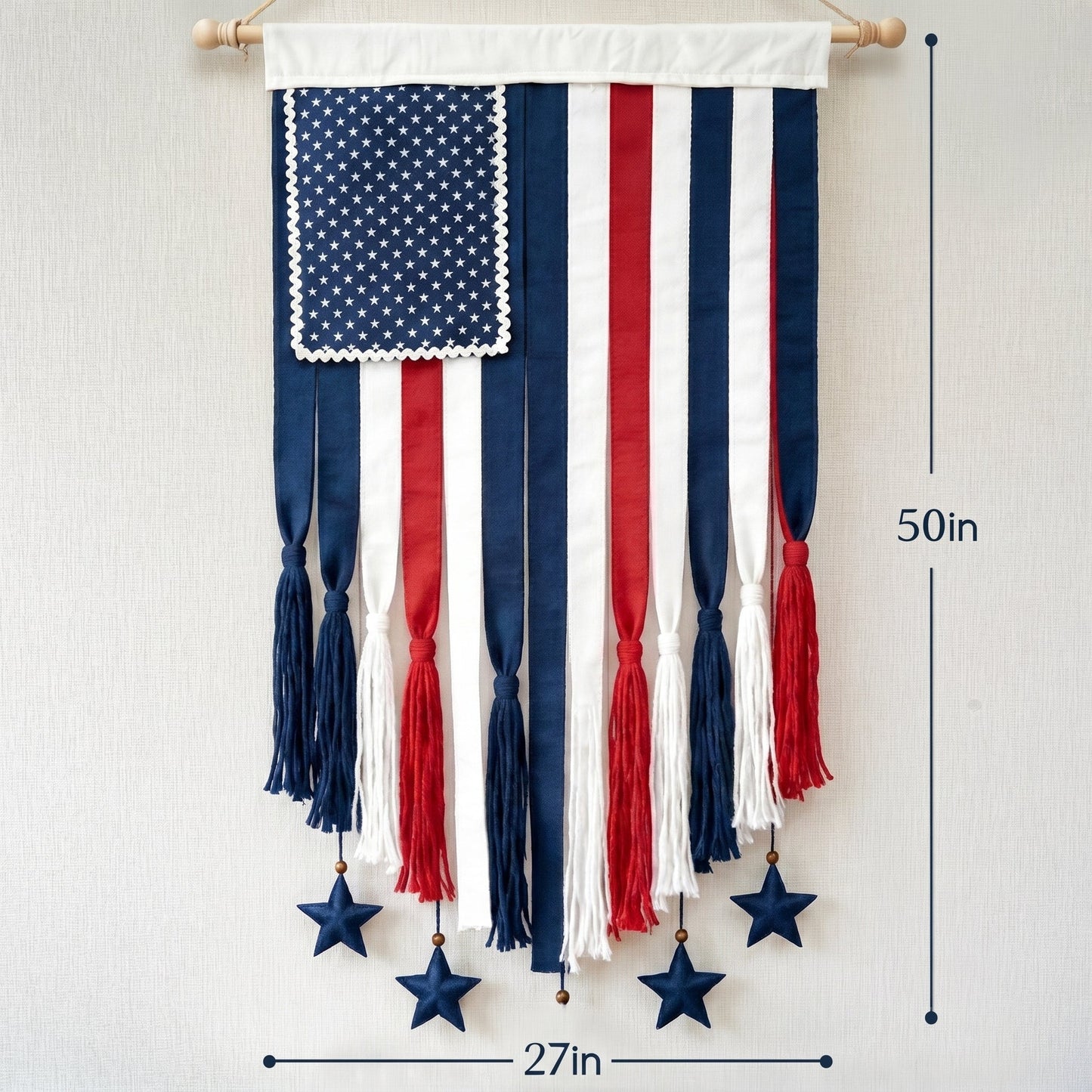 π250th Anniversary Special Boho American Flag Tassel Wall Hanging, Patriotic 4th of July Decor (4 Styles)