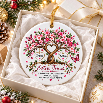 Personalized Sisters Forever Tree of Life Christmas Ornament