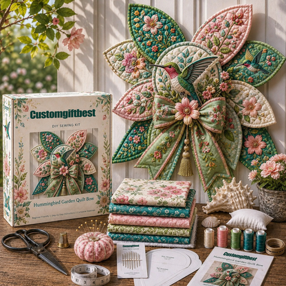 🌼 DIY Sewing Kit Garden Quilt Bow | Beginner Friendly Handmade Craft for Door Wall Entryway Seasonal Home Decor