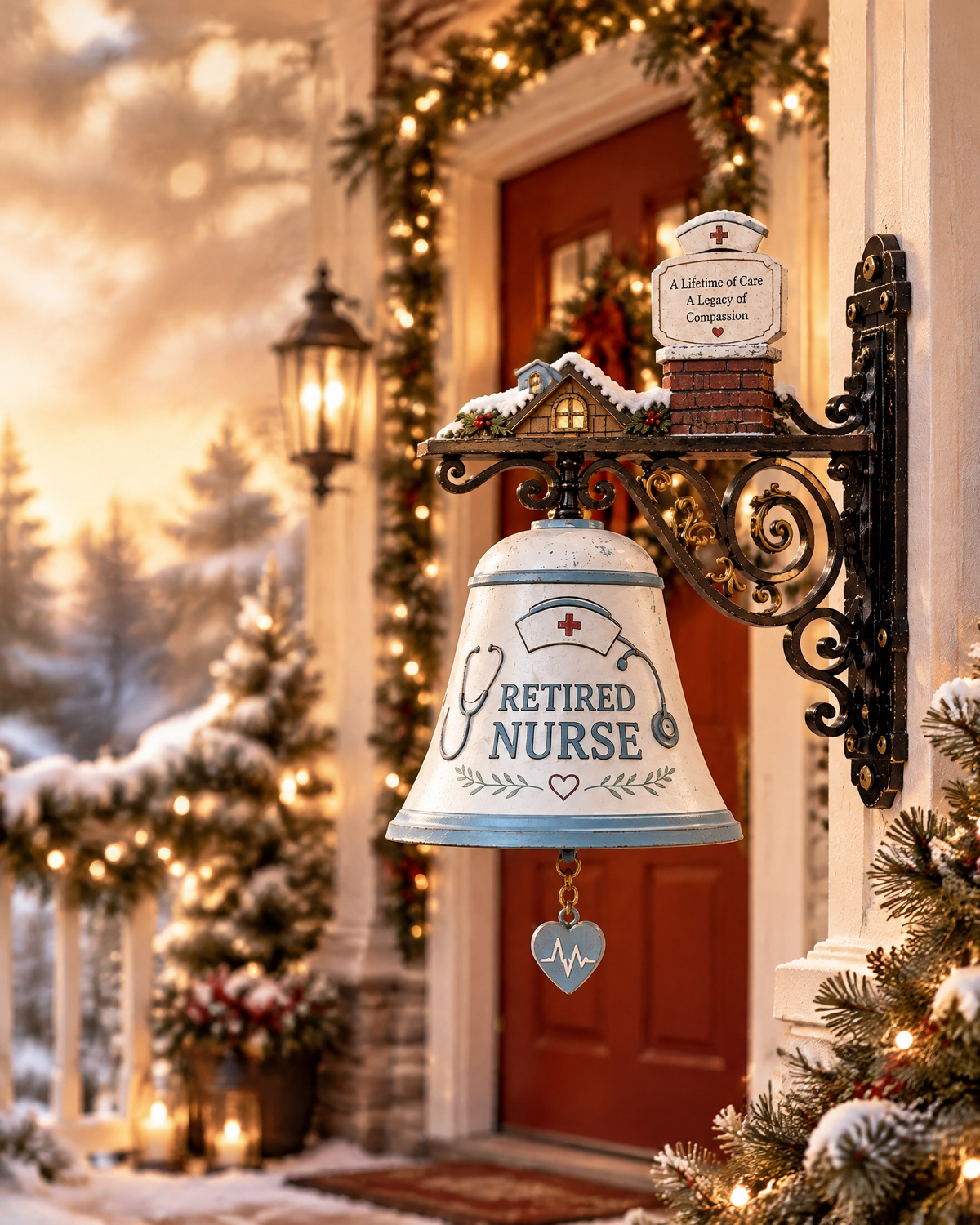 Retired Nurse Christmas Bell Wall Hanging 🎄