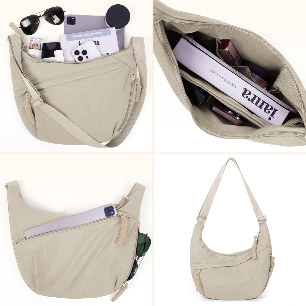 Women's Fashion Solid Color Nylon Crossbody Bag