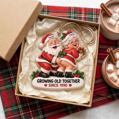 Personalized Santa Couple Ornament - Funny "Growing Old Together" Mr. & Mrs. Claus Anniversary Gift 🎅🤶