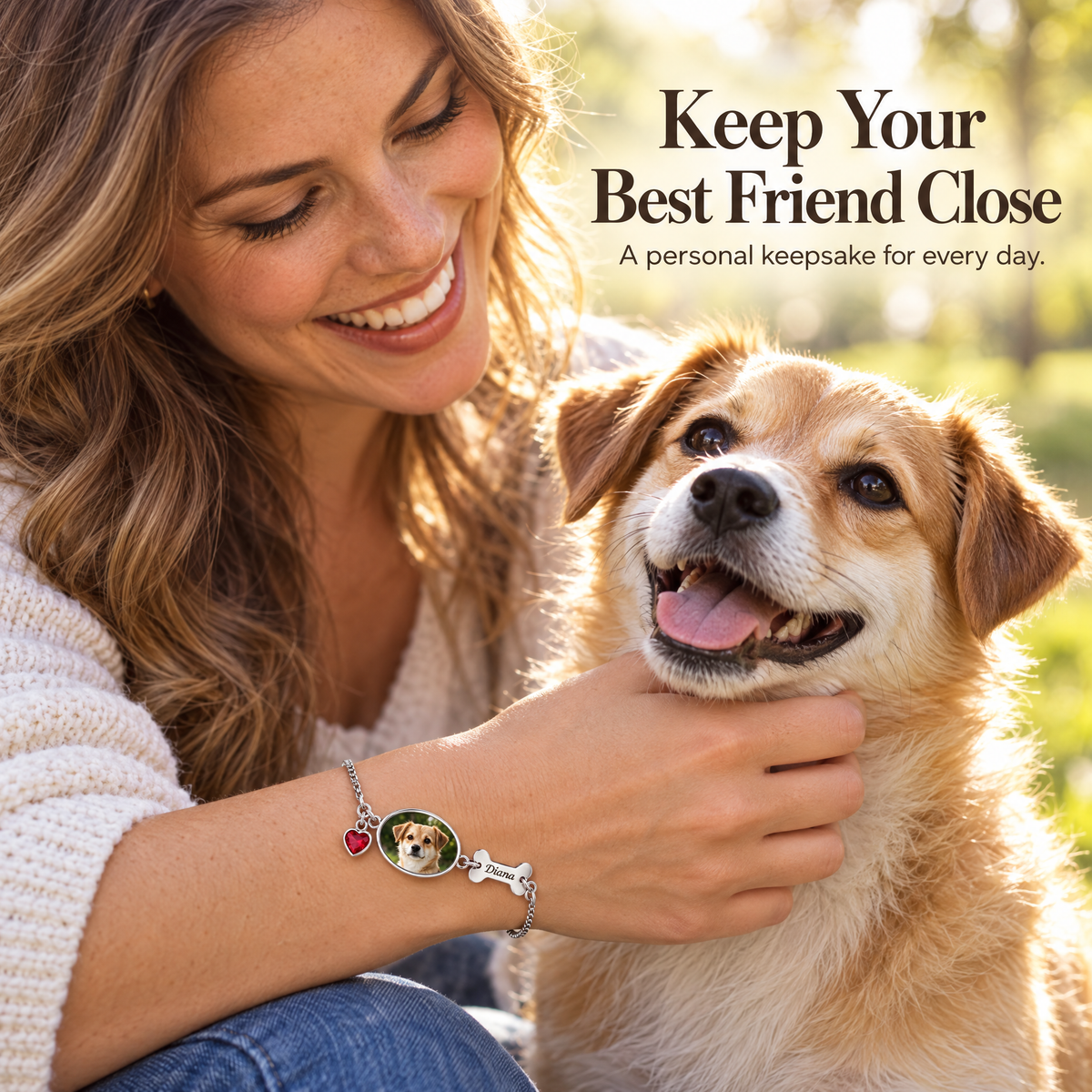 Personalized Pet Photo Bracelet with Custom Name