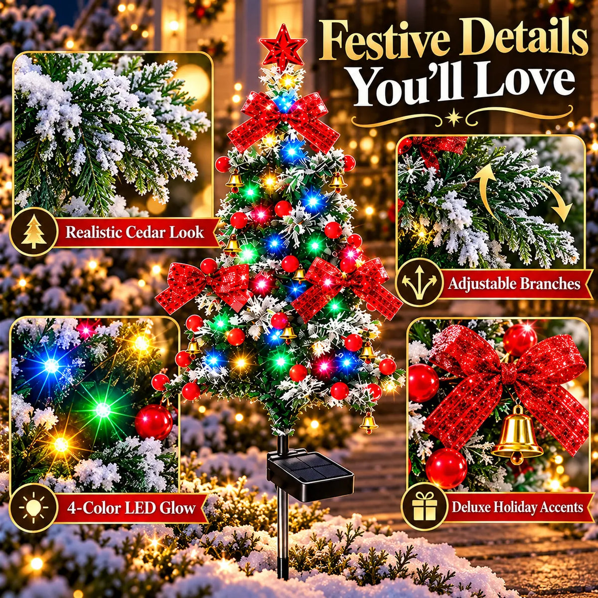 Last Day Promotion! 🔥 Solar Cedar Christmas Tree Lights| Festive Outdoor Holiday Decor