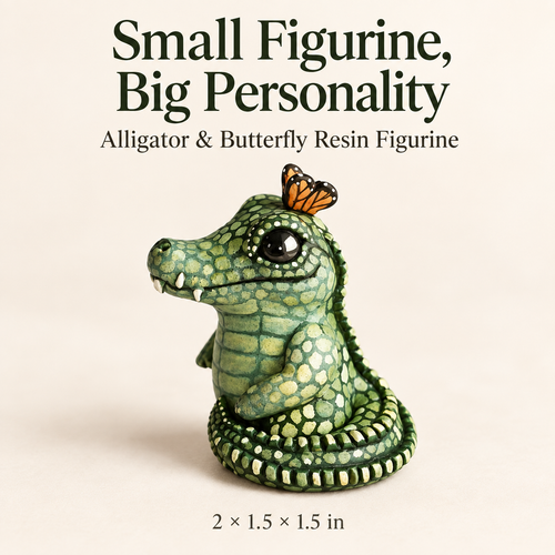 🔥Last Day 50% OFF -🐊 The "Not-So-Scary" Pocket Gator & Butterfly Friend 🦋 (Mini 2" Desk Figurine)