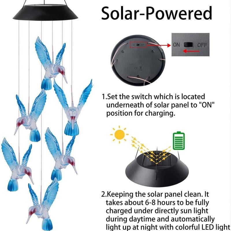 🦋 Enhance Your Garden - ✨Creative Bird Design Solar Wind Chimes