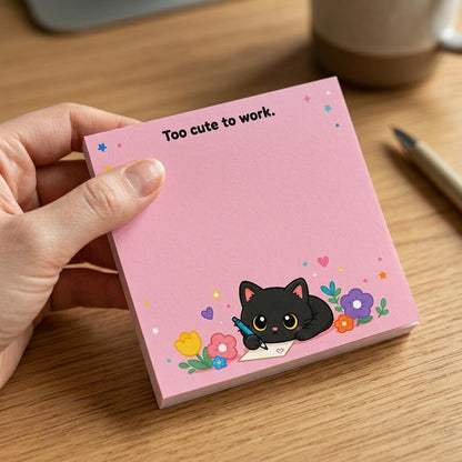 🐾 Sassy Black Cat Sticky Notes (4-Pack) | Funny Sarcastic Memo Pads for Office, School & WFH | 3"x3"
