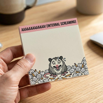 The "Relatable Opossum" Sticky Note Set (4-Pack) 🐾🗑️ | Funny Office Desk Accessories &amp; Coworker Gag Gift