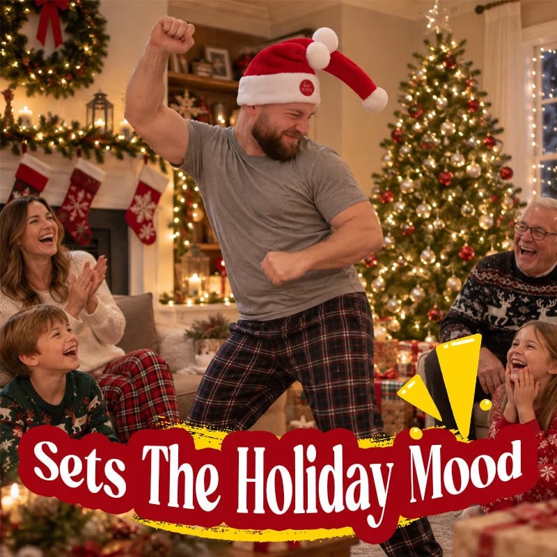 🎅 Funny Moving & Singing Santa Hat – Fun Christmas Party Accessory