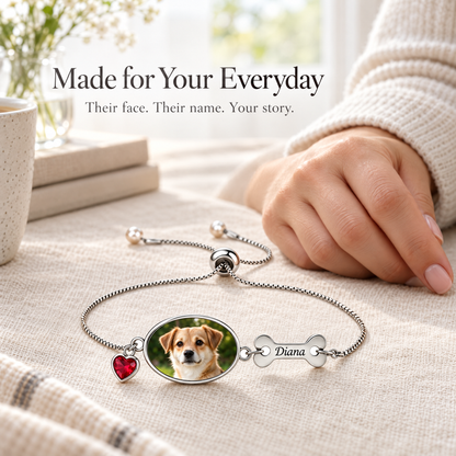 Personalized Pet Photo Bracelet with Custom Name