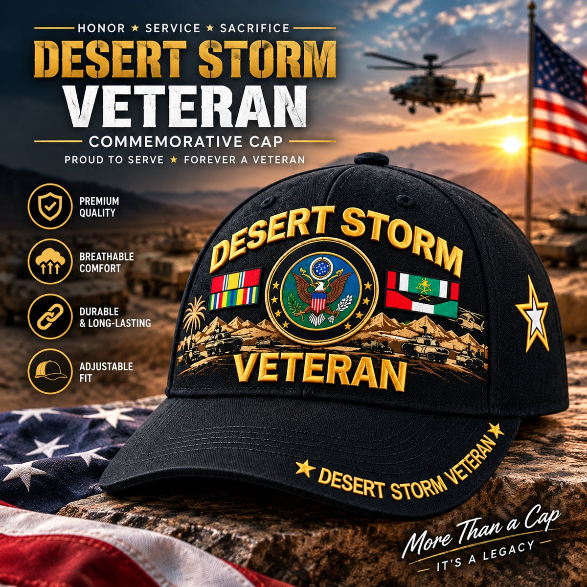 Desert Storm Veteran Cap – Your Service. Your Pride. (1991–2026 – 35TH ANNIVERSARY)