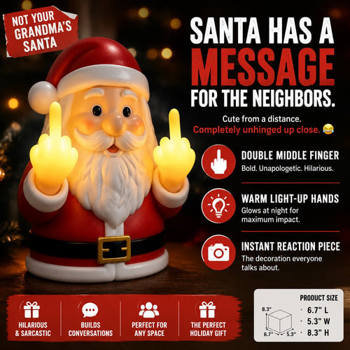 🎅 Mischievous Light-Up Middle Finger Santa Christmas Decor