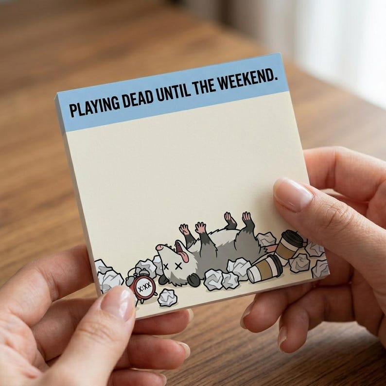 The "Relatable Opossum" Sticky Note Set (4-Pack) 🐾🗑️ | Funny Office Desk Accessories &amp; Coworker Gag Gift