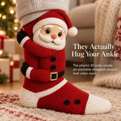 🧦3D Hugging Christmas Socks 🎅 Cute Knit Holiday Socks 5 Designs