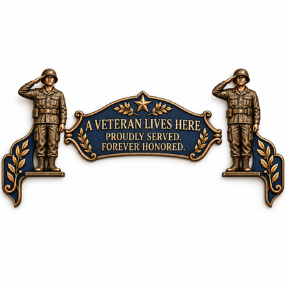"A Veteran Lives Here" - Proudly Served 3-Piece Door Frame Decor Set 🇺🇸 | Honor Their Service Everyday