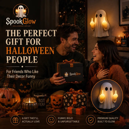 👻SpookGlow Funny Middle‐Finger Ghost Wall Decor✨