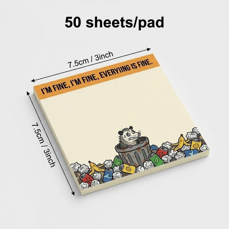 The "Relatable Opossum" Sticky Note Set (4-Pack) 🐾🗑️ | Funny Office Desk Accessories &amp; Coworker Gag Gift